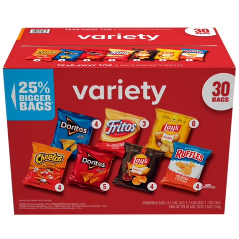 Frito-Lay Mix Variety Pack Chips and Snacks, 30 Count