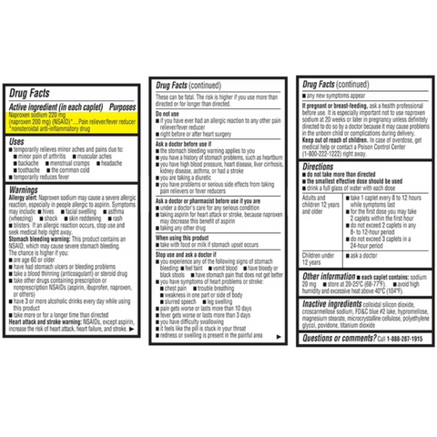 Equate All Day Pain Relief Naproxen Sodium Caplets, 220 mg, 50 Count