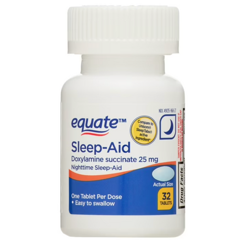 Equate Nighttime Sleep-Aid Doxylamine Succinate 25mg Tablets, 32 Count