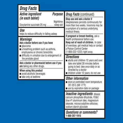 Equate Nighttime Sleep-Aid Doxylamine Succinate 25mg Tablets, 32 Count