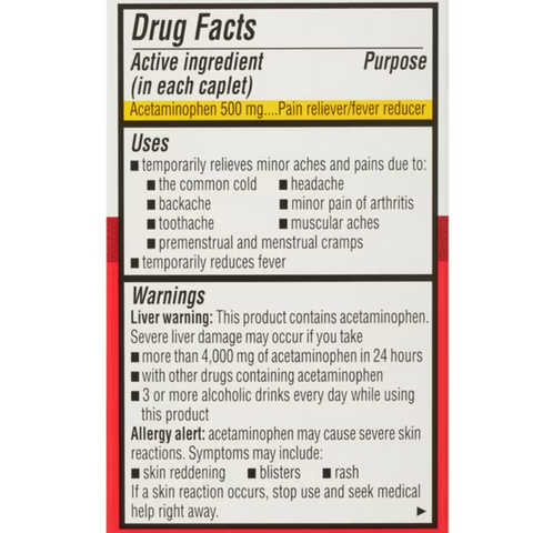 Equate Extra Strength Acetaminophen 500mg Caplets, Pain Reliever/Fever Reducer, 40 Count