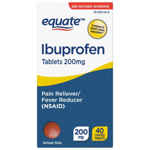 Equate Ibuprofen Pain Reliever and Fever Reducer Tablets, 200 mg, 40 Count