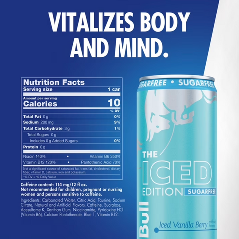 Red Bull Iced Edition Sugar Free Energy Drink, Iced Vanilla Berry, 12 fl. oz., 4 Count
