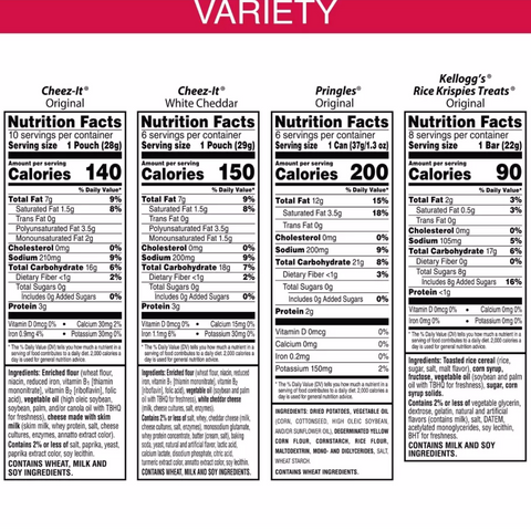 Kellogg's Mega Variety Pack, Lunch Snacks, 30 Count