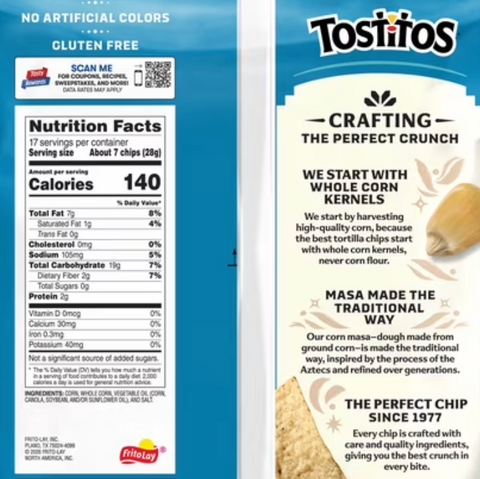Tostitos Tortilla Chips Party Size Original Restaurant Style 17 oz
