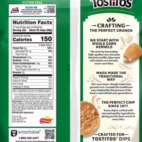 Tostitos Hint of Lime Flavored Tortilla Chips, 17 oz