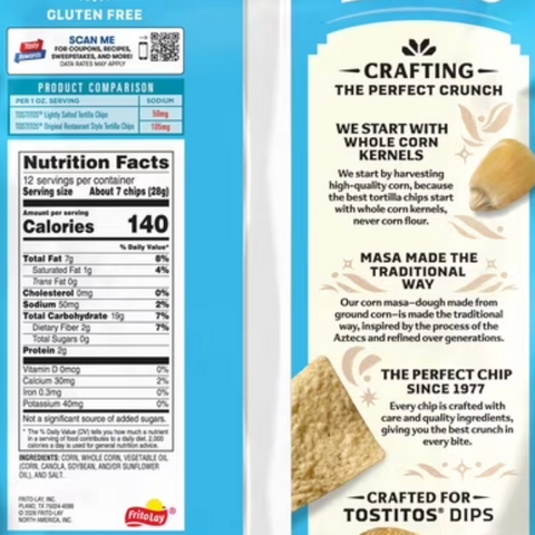 Tostitos Tortilla Chips Lightly Salted, 12 oz