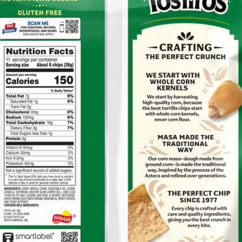 Tostitos Tortilla Chips Hint of Lime, 11 oz