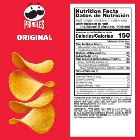 Pringles Original Potato Crisps Chips 5.2 oz