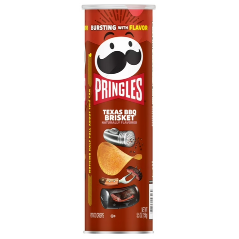 Pringles Texas BBQ Brisket Potato Chips Crisps, Lunch Snacks, 5.5 oz
