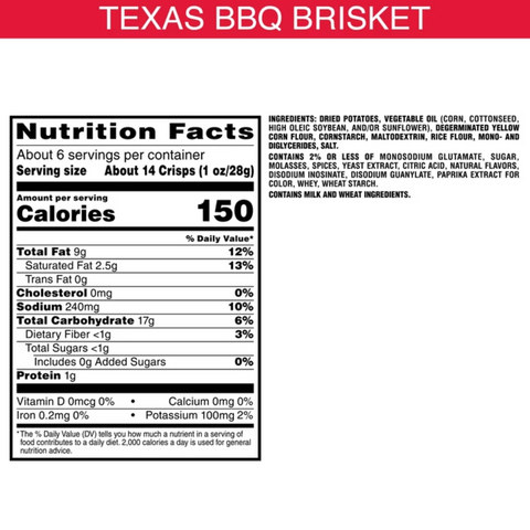 Pringles Texas BBQ Brisket Potato Chips Crisps, Lunch Snacks, 5.5 oz