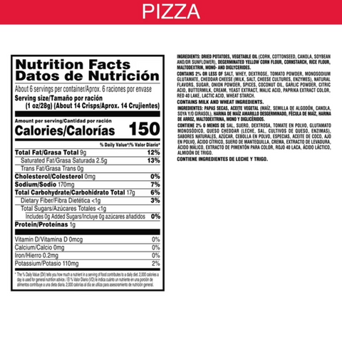 Pringles Pizza Potato Crisps Chips, Lunch Snacks, 5.5 oz