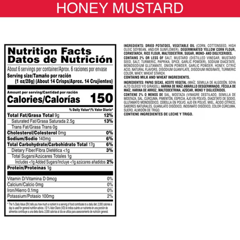 Pringles Honey Mustard Potato Crisps Chips, Lunch Snacks, 5.5 oz