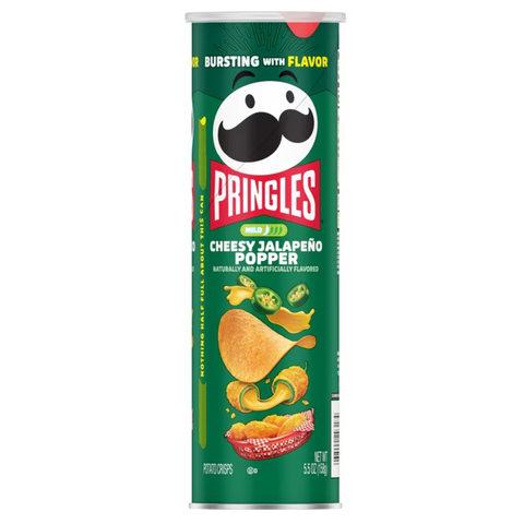 Pringles Cheesy Jalapeno Popper Potato Crisps Chips, Lunch Snacks, 5.5 oz