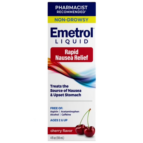Emetrol Nausea and Upset Stomach Relief Liquid Medication, Cherry Flavor, 4 oz