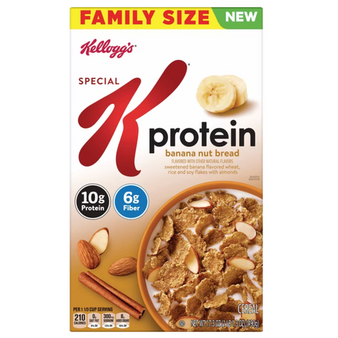 Kellogg's Special K Protein Banana Nut Bread Breakfast Cereal, Family Size, 17.3 oz