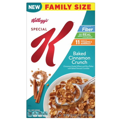 Kellogg's Special K Baked Cinnamon Crunch Breakfast Cereal, Family Size, 17.3 oz