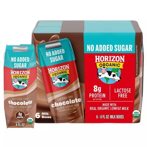 Horizon Organic Lactose Free, No Added Sugar Chocolate Milk, 8 fl, 6 Count
