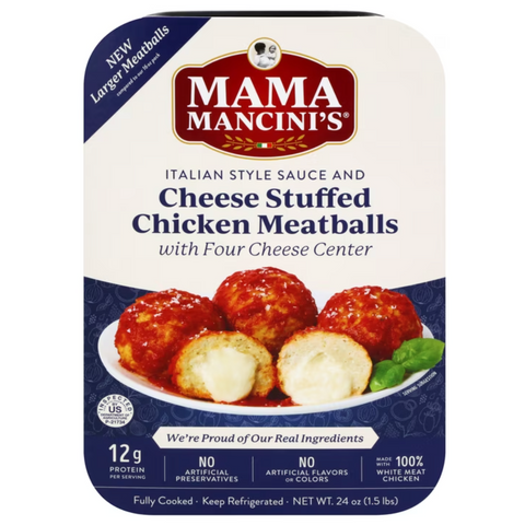 Mama Mancini's Cheese Stuffed Chicken Meatballs with Four Cheese Center, 24 oz