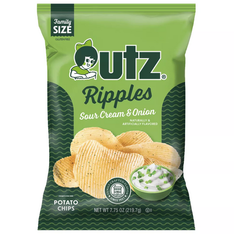Utz Ripples Sour Cream & Onion Potato Chips, Family Size, 7.75oz