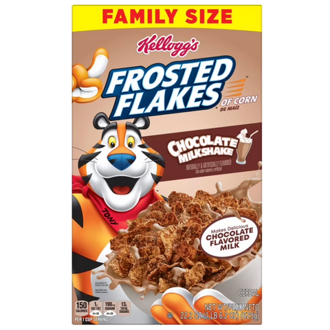 Kellogg's Frosted Flakes Chocolate Milkshake Breakfast Cereal, Family Size, 22.2 oz