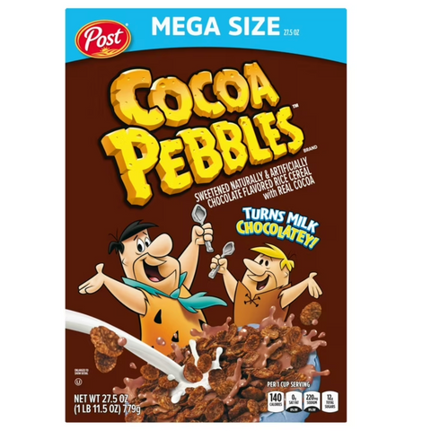 Post Cocoa PEBBLES Breakfast Cereal, Gluten Free & Chocolatey, Mega Size Box, 27.5 oz