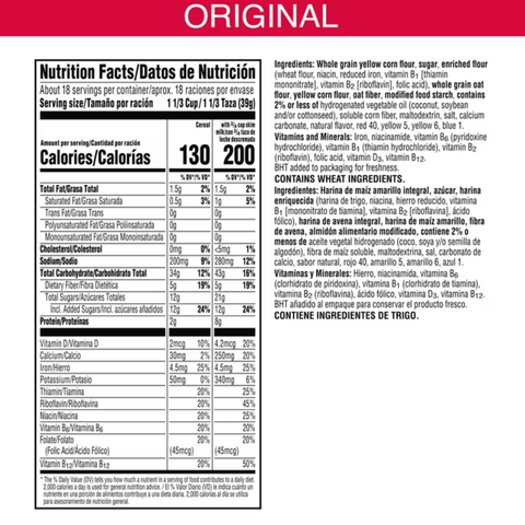 Kellogg's Froot Loops Original Breakfast Cereal, Good Source of Fiber, Mega Size, 24.7 oz