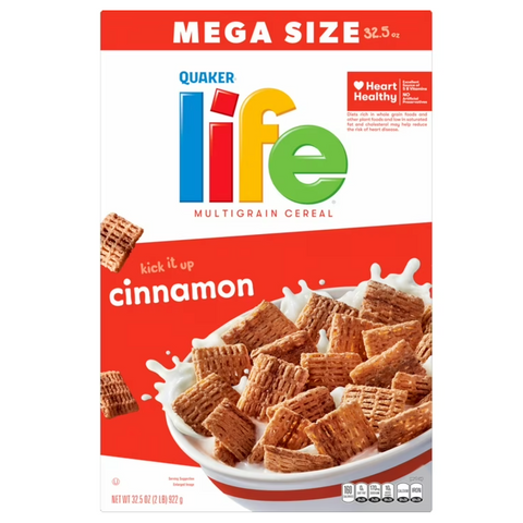 Quaker Life Cereal, Cinnamon, Mega Size, Breakfast Cereal 32.5 oz