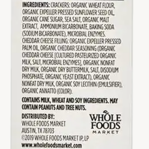 365 Organic Mini Cheese Sandwich Crackers, 7.5 oz.