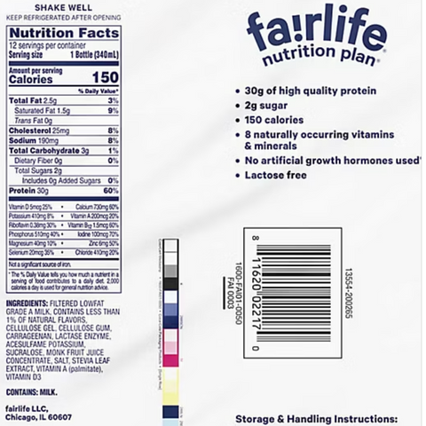 Fairlife Nutrition Plan High Protein, Vanilla, 11.5 fl oz. 12 Count