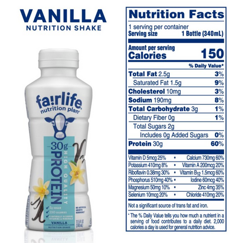 Fairlife Nutrition Plan High Protein, Vanilla, 11.5 fl oz. 4 Count