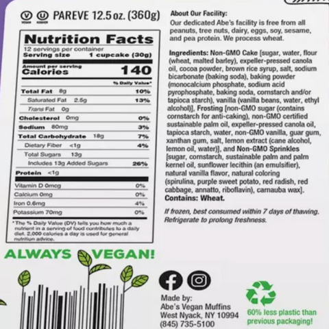 Abe's Chocolate Mini Cupcakes, 12.5oz, 12 Count