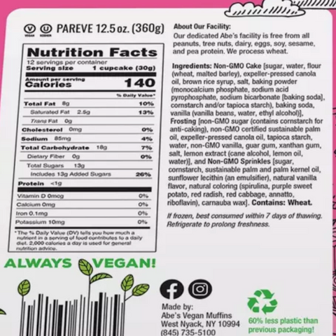 Abe's Vanilla Mini Cupcakes, 12.5oz, 12 Count