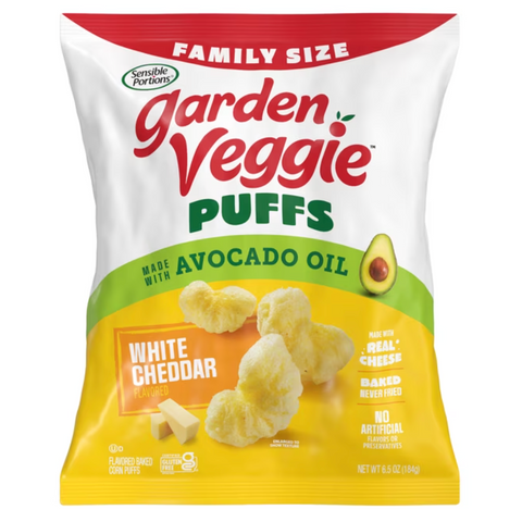 Sensible Portions Garden Veggie Puffs Made with Avocado Oil, White Cheddar, 6.5 oz