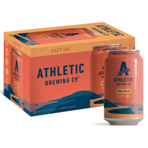 Athletic Brewing Co. Free Wave Hazy IPA, Craft Non-Alcoholic Beer, 12 fl oz, 6 Pack