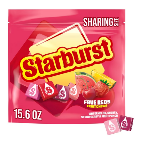 Starburst Fave Reds Fruit Chews Chewy Candy, Sharing Size, 15.6 oz