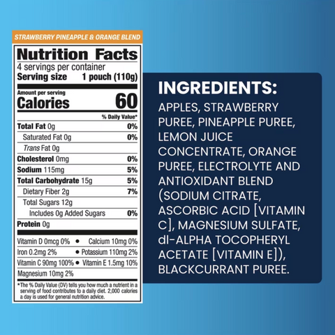 GoGo squeeZ Active Electrolyte No Sugar Added Strawberry Pineapple Orange, 3.9 oz, 10 Count