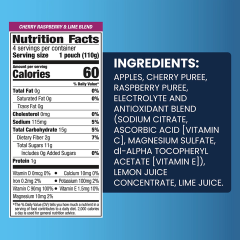 GoGo squeeZ Active Electrolyte No Sugar Added Cherry Raspberry & Lime, 3.9 oz, 10 Count