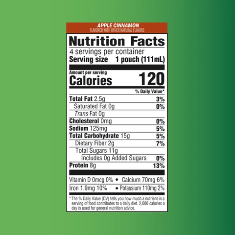 GoGo SqueeZ PROTEIN Apple Cinnamon Fruit Smoothie Pouches, 3.75 fl oz, 4 Count
