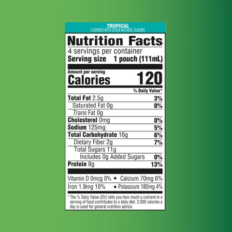 GoGo SqueeZ PROTEIN Tropical Fruit Smoothie Pouches, 3.75 fl oz, 4 Count