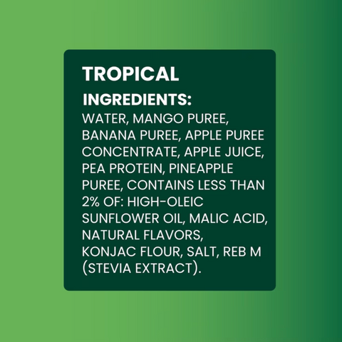 GoGo SqueeZ PROTEIN Tropical Fruit Smoothie Pouches, 3.75 fl oz, 4 Count