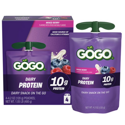 GoGo SqueeZ Dairy Protein Mixed Berry Snack On The Go Pouches, 4.2 oz, 4 Count