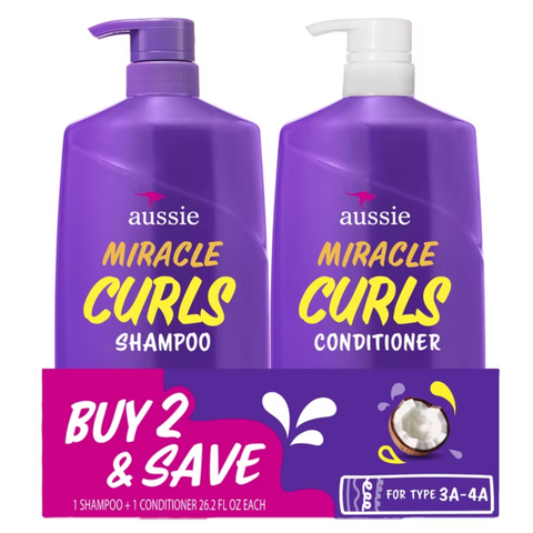 Aussie Miracle Curls Shampoo and Conditioner Dual Pack, For All Hair Types, 26.2 oz
