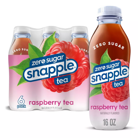 Snapple Zero Sugar Raspberry Tea, 16 fl oz, 6 Count