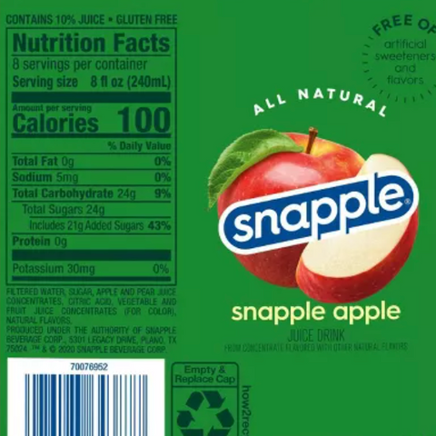 Snapple Apple Juice Drink, 64 fl oz