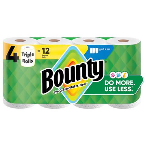 Bounty Paper Towels Select-A-Size White, 123 Sheets per Roll, 4 Count