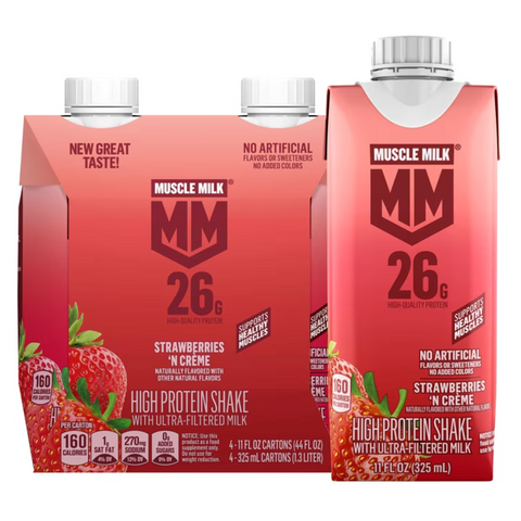 Muscle Milk Protein Shake, Strawberry, 11 fl oz, 4 Count