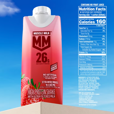 Muscle Milk Protein Shake, Strawberry, 11 fl oz, 4 Count