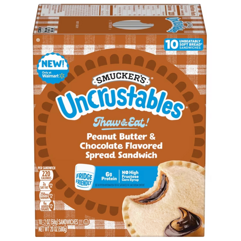 Smucker’s Uncrustables Peanut Butter & Chocolate Flavored Spread Sandwiches, 10 Count