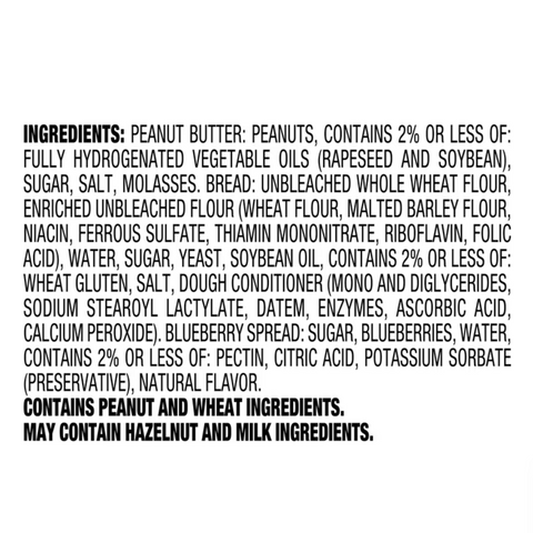 Smucker’s Uncrustables Burstin' Blueberry Morning Protein Snacks, Peanut Butter & Blueberry Spread Sandwiches on Wheat Bread, 8 Count